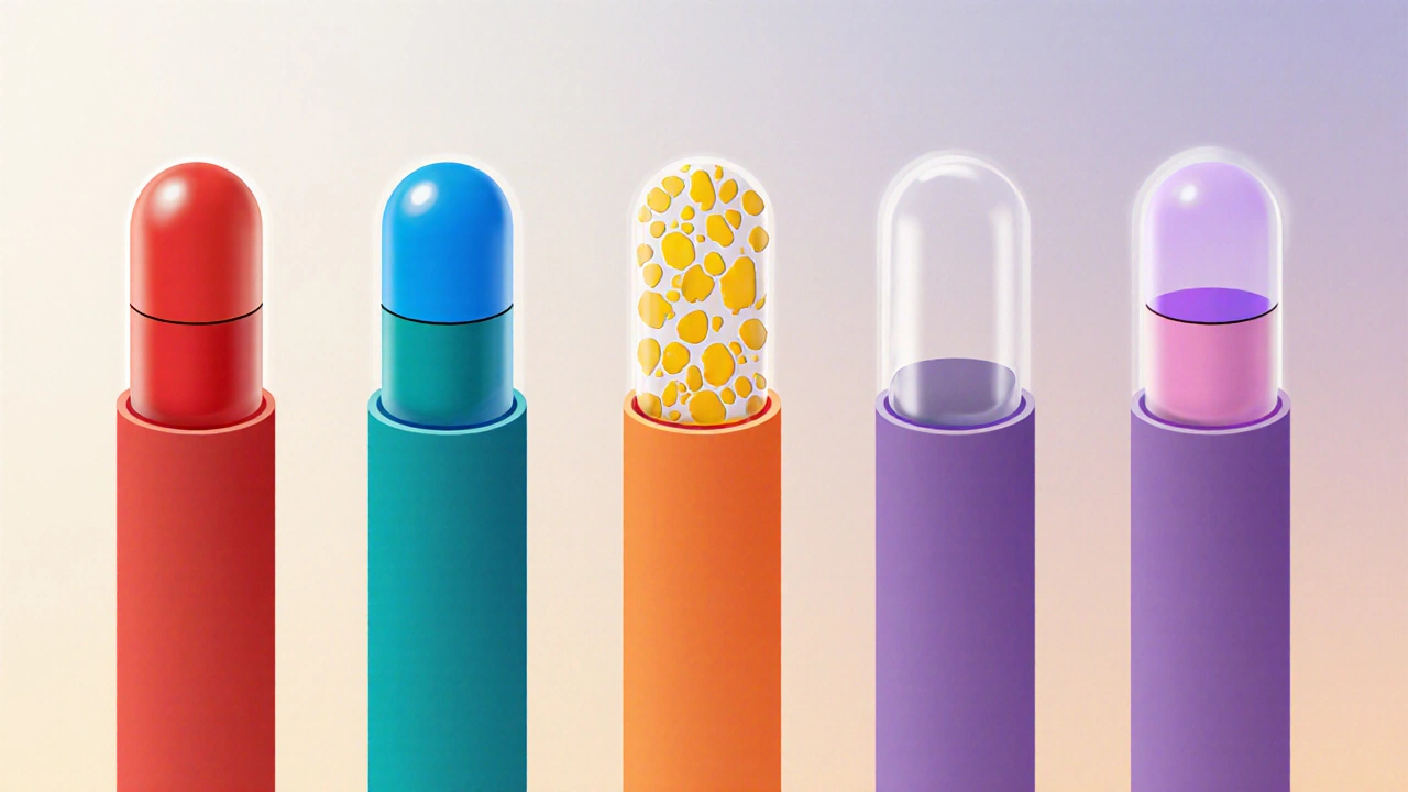 Five statin pills with corresponding blood vessels showing decreasing plaque.