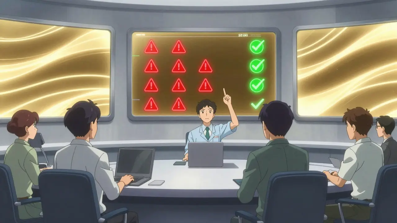 Futuristic compliance monitor viewing holographic data streams anime.