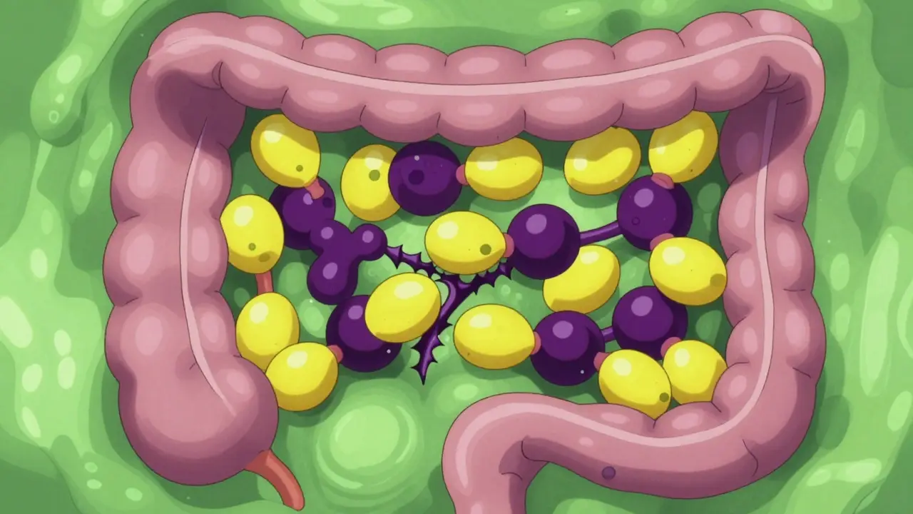 Abstract anime view of enzymes blocked by grapefruit compounds