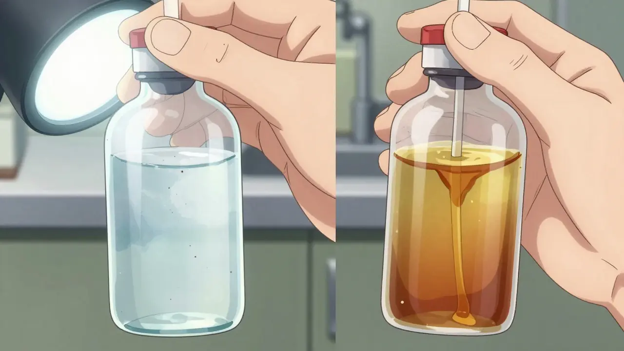 Cloudy and separated liquid medicine bottles, anime style