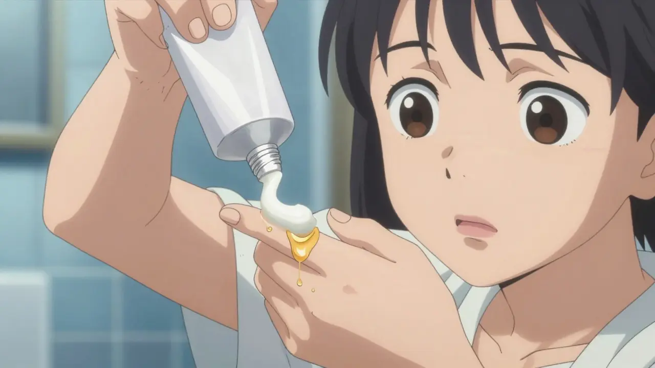 Grainy separated cream on a finger, manga illustration