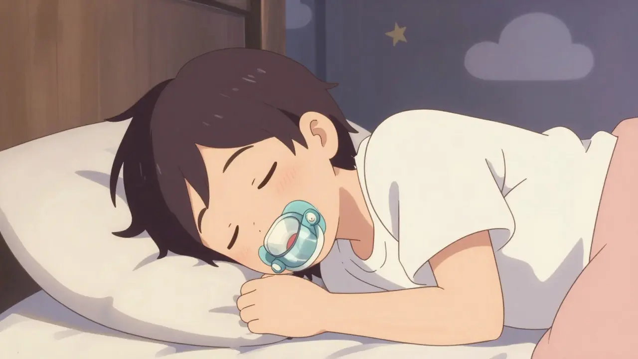 Person sleeping peacefully with oral appliance