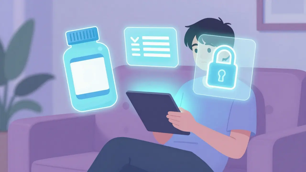 Person using tablet to shop for medicine online