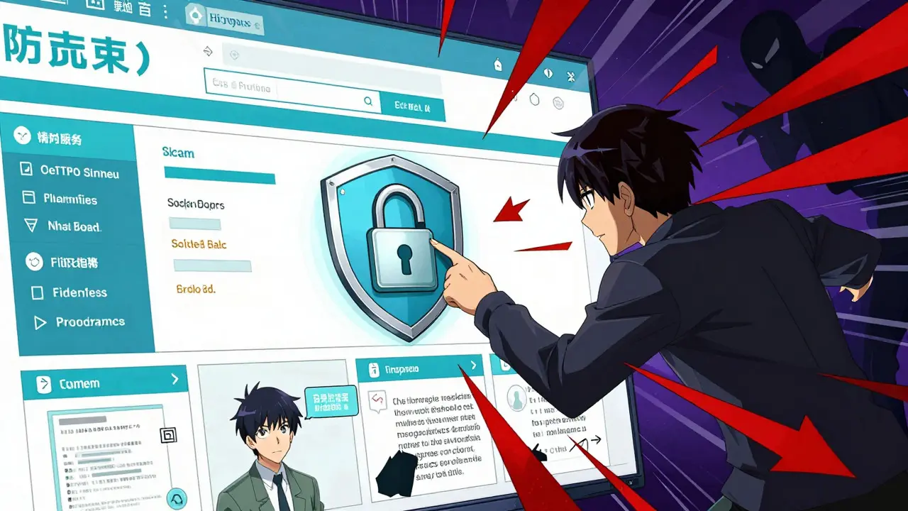 Character securing online pharmacy order against scams