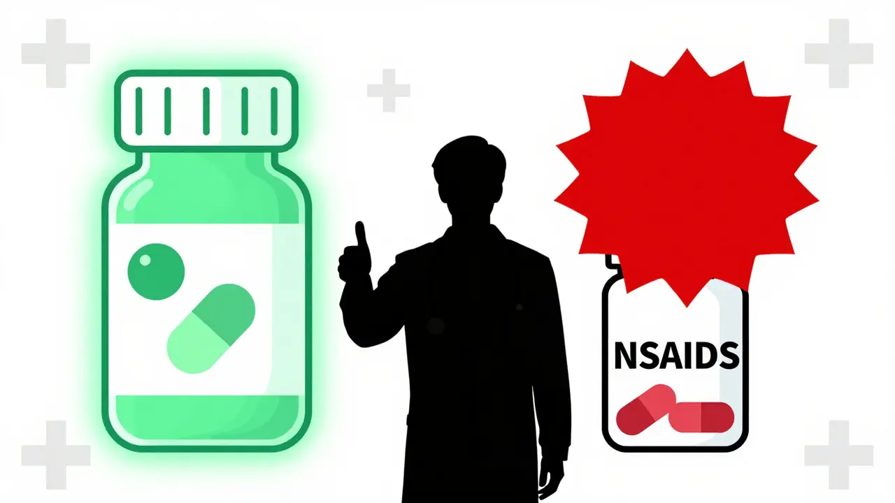 Split screen comparing safe and unsafe pregnancy meds